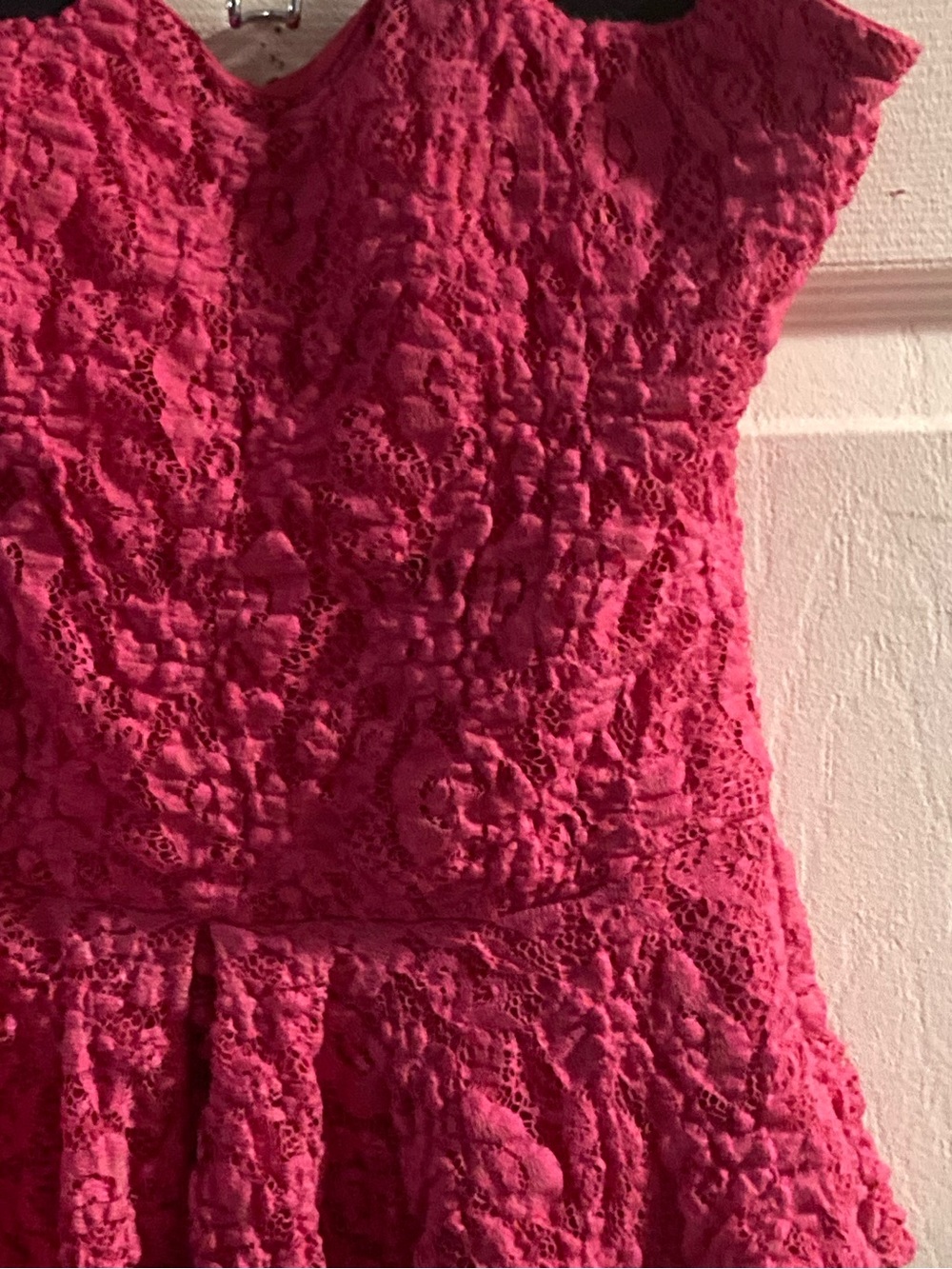 Seductions Hot Pink Strapless Lace Peplum Romper